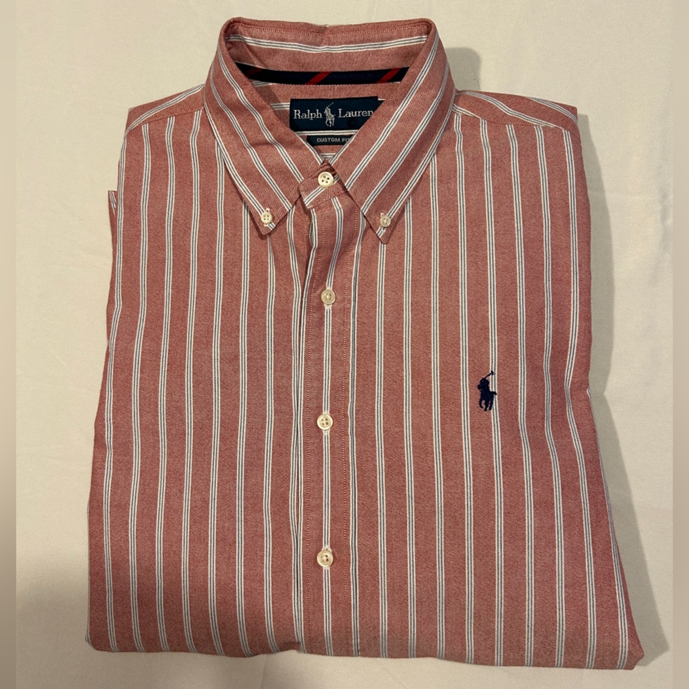 Ralph Lauren Men's Red and White Striped Shirt